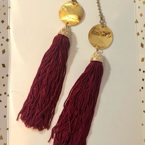 Luxurious Gold and Burgundy Tassel Ceiling Fan Pull Chains - Set
